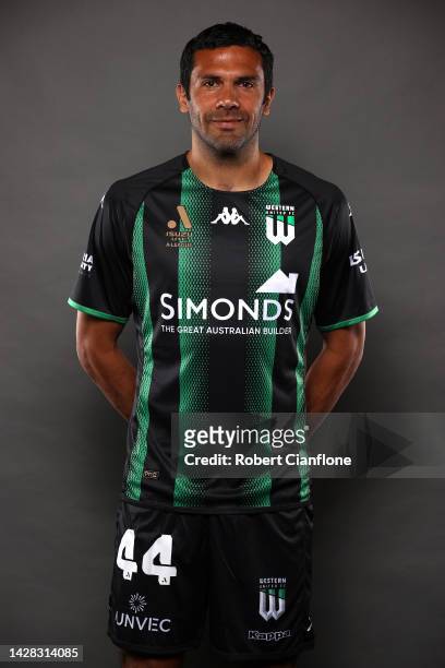 Nikolai Topor-Stanley of Western United poses during the Western United A-League Men's 2022-23 headshots session at The Hangar on September 28, 2022...