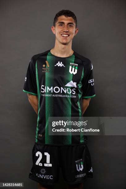 Sebastian Pasquali of Western United poses during the Western United A-League Men's 2022-23 headshots session at The Hangar on September 28, 2022 in...