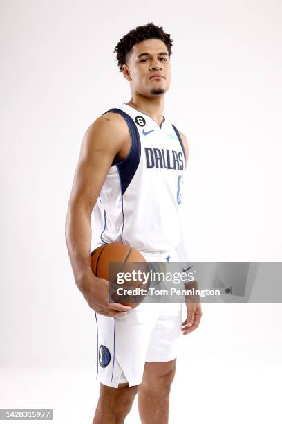 Josh Green of the Dallas Mavericks poses for a portrait during the Dallas Mavericks Media Day at American Airlines Center on September 26, 2022 in...