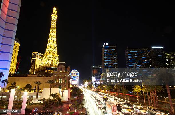 skyline of 'paris las vegas' - nevada skyline stock pictures, royalty-free photos & images