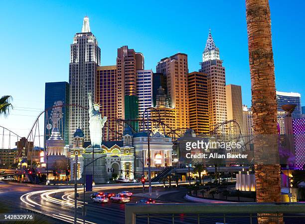 'new york- new york' at dusk - york hotel stock pictures, royalty-free photos & images