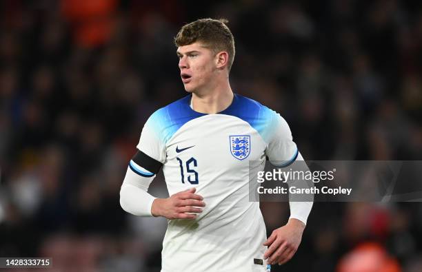 Charlie Cresswell of England during the International Friendly between England U21 and Germany U21 at Bramall Lane on September 27, 2022 in...