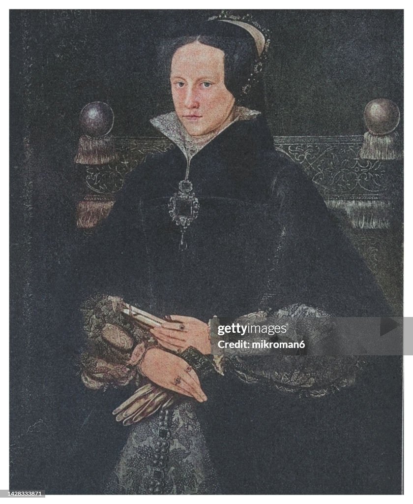 Portrait of Mary I of England, Mary Tudor, and "Bloody Mary" - Queen of England and Ireland from July 1553 until her death in 1558