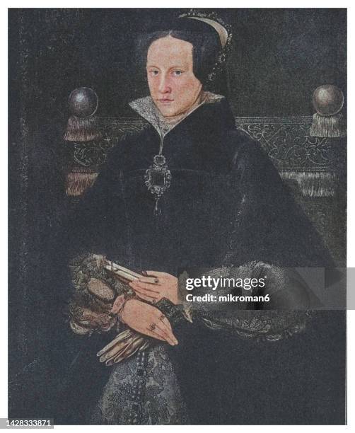 portrait of mary i of england, mary tudor, and "bloody mary" - queen of england and ireland from july 1553 until her death in 1558 - rainha maria i de inglaterra - fotografias e filmes do acervo