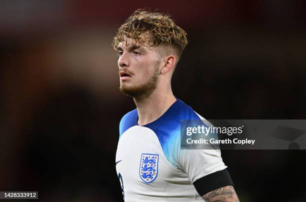 Harvey Elliott of England during the International Friendly between England U21 and Germany U21 at Bramall Lane on September 27, 2022 in Sheffield,...