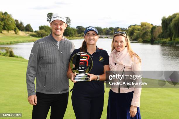 My Leander of Sweden poses with Justin Rose and Kate Rose after winning the Third Round of the Rose Ladies Open on the Melbourne Course at Brocket...