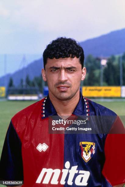 Uruguayan footballer Carlos Aguilera during his time with Genoa CFC, circa 1990.