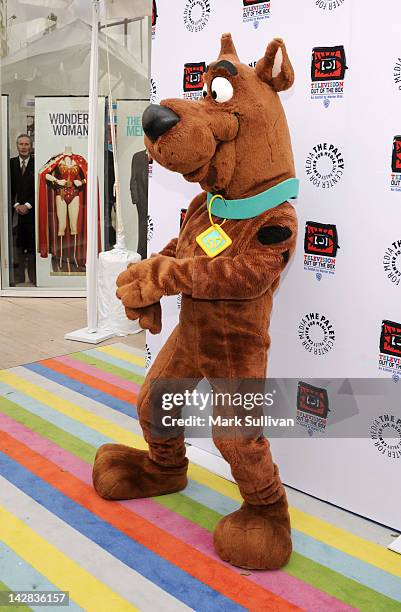 Scooby Doo arrives at the Paley Center's opening of "Television: Out Of The Box" at The Paley Center for Media on April 12, 2012 in Beverly Hills,...