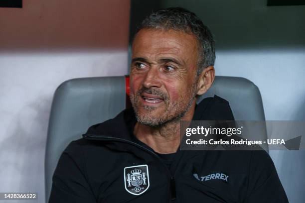 Luis Enrique of Spain during the UEFA Nations League League A Group 2 match between Portugal and Spain at Estadio Municipal de Braga on September 27,...