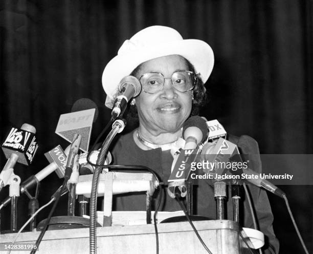 Dr. Margaret Walker Alexander at the memorial convocation. On May 15, 1970 a crowd of about 100 students students protesting against racism which...