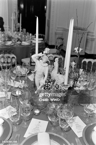 Table settings are seen during an event at the White House in Washington, D.C., on December 7, 1983.
