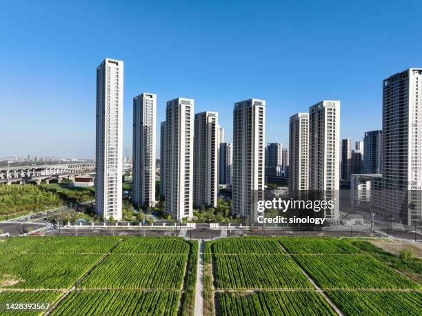 panoramic city skyline in hangzhou china - hangzhou bildbanksfoton och bilder