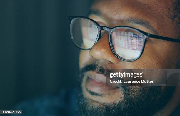 data face reflection - spectacles man stock pictures, royalty-free photos & images