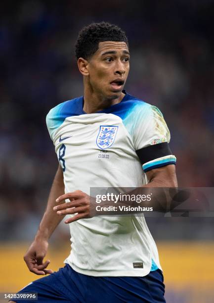 Jude Bellingham of England in action during the UEFA Nations League League A Group 3 match between Italy and England at San Siro on September 23,...