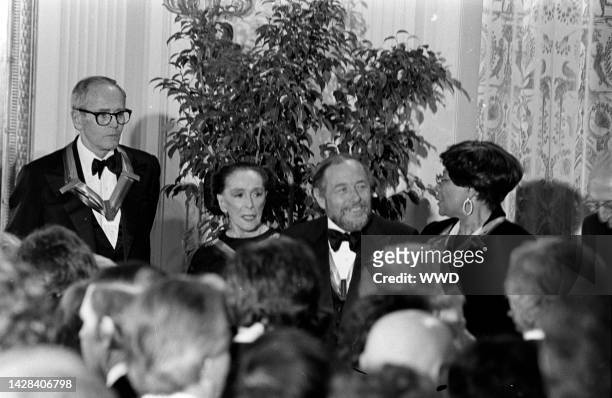 Henry Fonda, Martha Graham, Tennessee Williams, and Ella Fitzgerald attend an event at the White House in Washington, D.C., on December 2, 1979.