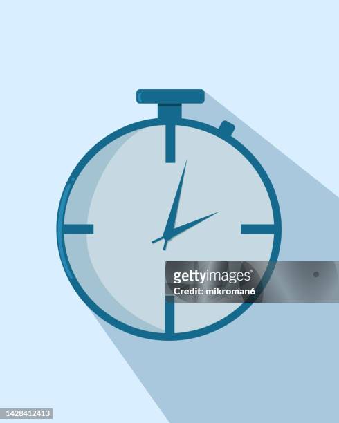 illustration of a stopwatch showing time passing - kick off icon stock pictures, royalty-free photos & images