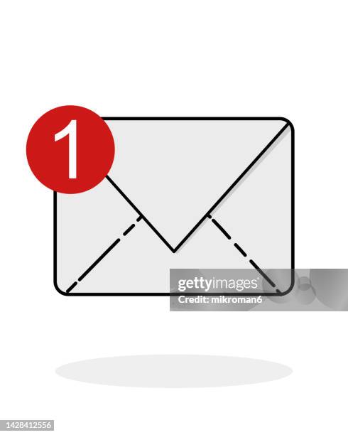 illustration of an envelope icon with a notification - email newsletter stock pictures, royalty-free photos & images