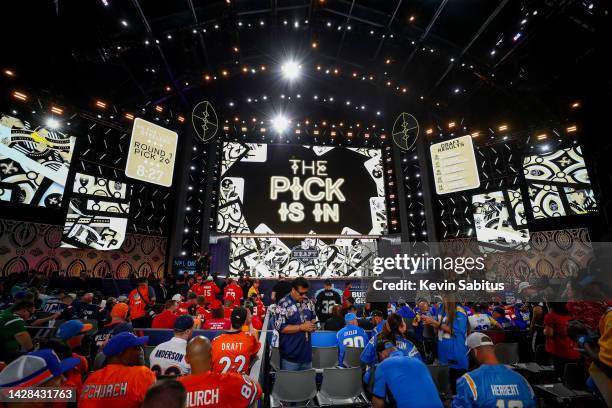 The New Orleans Saints pick is in during round one of the 2022 NFL Draft on April 28, 2022 in Las Vegas, Nevada.