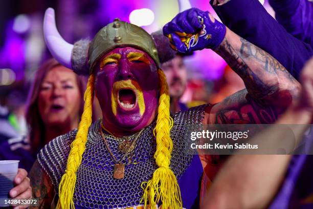 Minnesota Vikings fan cheers during round one of the 2022 NFL Draft on April 28, 2022 in Las Vegas, Nevada.