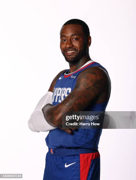 John Wall poses for a picture during LA Clippers media day at Honey Training Center on September 26, 2022 in Playa Vista, California.