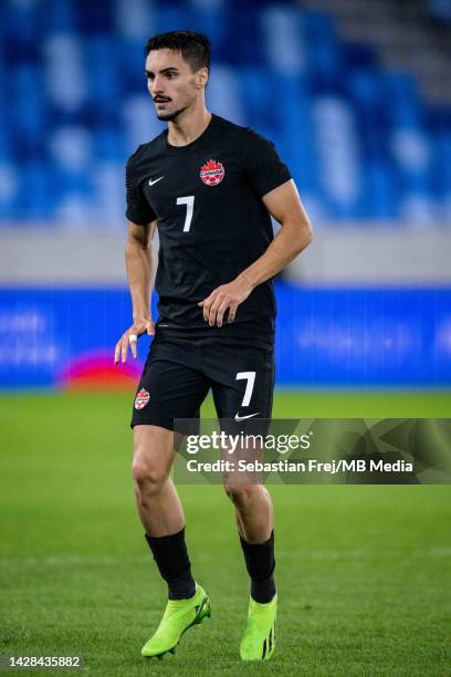 Stephen Eustáquio of Canada during the international friendly match between Uruguay and Canada at Tehelne pole on September 27, 2022 in Bratislava,...