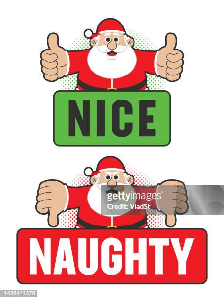 naughty or nice list santa claus christmas stickers - naughty santa 幅插畫檔、美工圖案、卡通及圖標