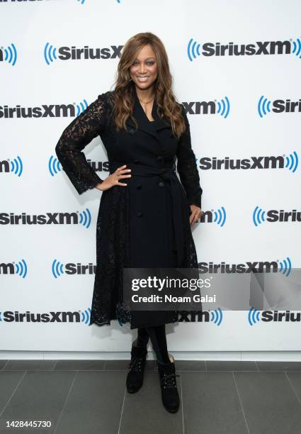 Tyra Banks visits the SiriusXM Studios on September 28, 2022 in New York City.