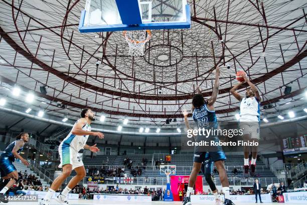 Semaj Christon of Bertram Yatchs Derthona Basket Tortona and Chinanu Onuaku of Banco Di Sardegna Sassari during the LBA Frecciarossa Supercup 2022...