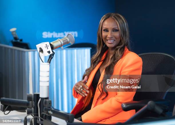 Iman speaks with Bevy Smith on Radio Andy at the SiriusXM Studios on September 28, 2022 in New York City.