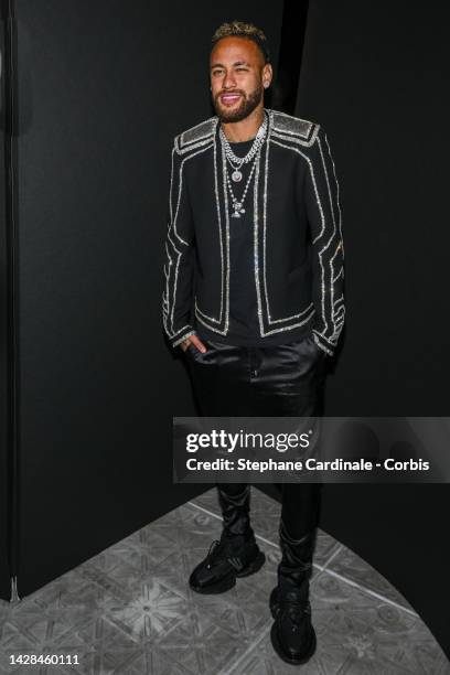 Neymar attends the Balmain Womenswear Spring/Summer 2023 show as part of the Balmain Festival V03 during the Paris Fashion Week on September 28, 2022...