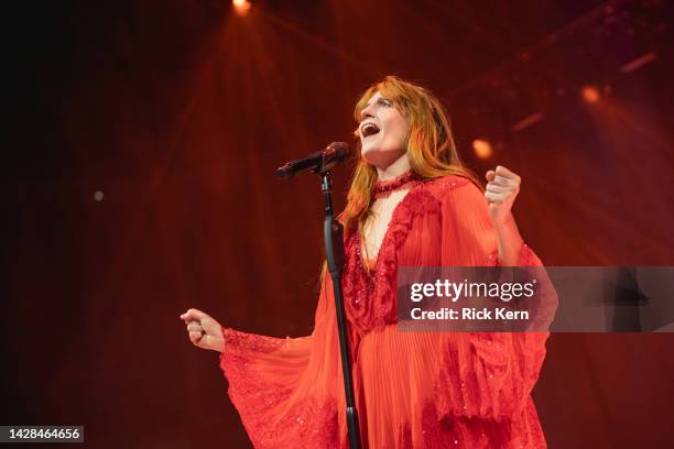 Florence Welch of Florence + the Machine performs in concert during the "Dance Fever" Tour at the Moody Center on September 27, 2022 in Austin, Texas.