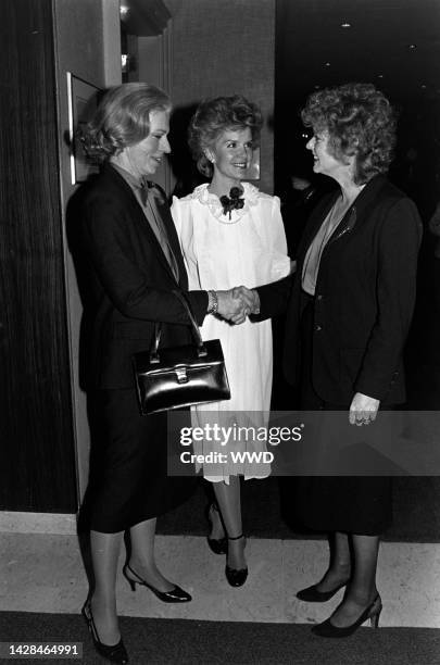 Nancy Thurmond and Barbara Pryor attend a reception at the Motion Picture Institute in Washington, D.C., on January 19, 1981.