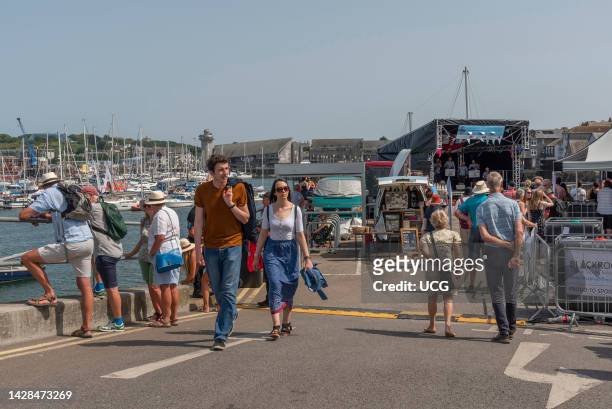 Falmouth, Cornwall, England, UK, Visitors to the Falmouth Sea Shanty Festival on the waterfront of this British port..