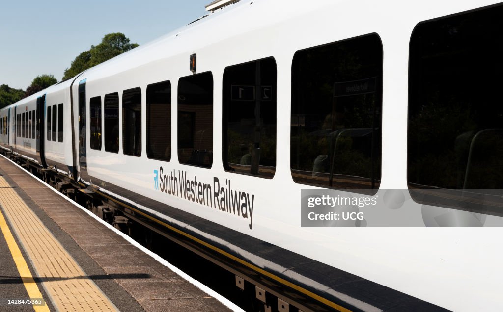 Micheldever, Hampshire, England, UK, A new South Western Railway passenger train at Micheldever Station in Hampshire, UK