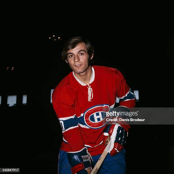 Guy Lafleur of the Montreal Canadiens poses for a photo Circa 1971 at the Montreal Forum in Montreal, Quebec, Canada.