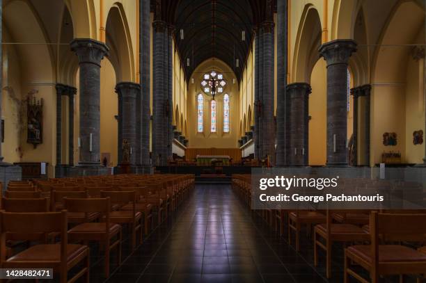 interior of maredsous abbey in belgium - church chapel stock pictures, royalty-free photos & images