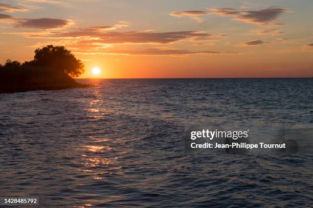 idyllic sunset on the aegean sea, turkey - aegean turkey bildbanksfoton och bilder