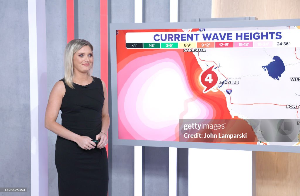 Custom Weather Storm Katie Garner reports on Hurricane Ian at FOX weather studios on... News ...