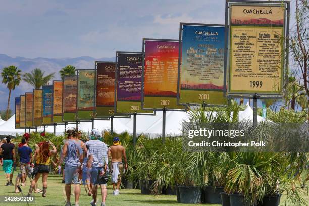 Image was created using High Dynamic Range ImagingL Coachella music fans check out Coachella posters as they arrive at the 2012 Coachella Valley...
