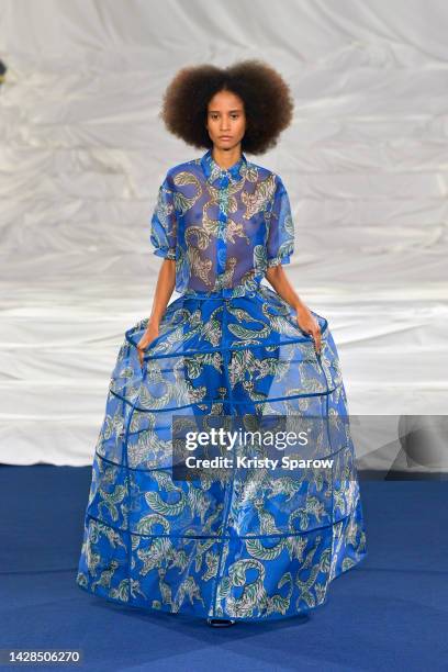Model walks the runway during the Rochas Womenswear Spring/Summer 2023 show as part of Paris Fashion Week on September 28, 2022 in Paris, France.