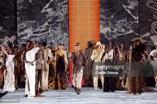Fashion designer Olivier Rousteing during the Balmain Womenswear Spring/Summer 2023 show as part of the Balmain Festival V03 during the Paris Fashion...