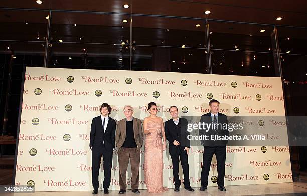 Jesse Eisenberg, director Woody Allen, Penelope Cruz, Roberto Benigni and Alec Baldwin attend "To Rome With Love" World Premiere at Auditorium Parco...