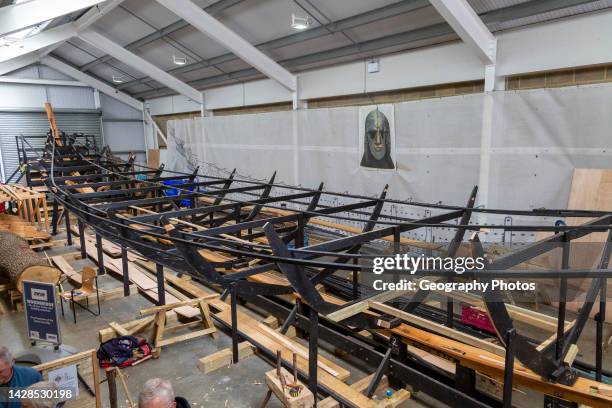 Boatbuilding workshop, Anglo-Saxon replica ship project, The Longshed, Woodbridge, Suffolk, England, UK.