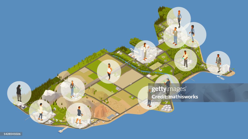 United States map with people