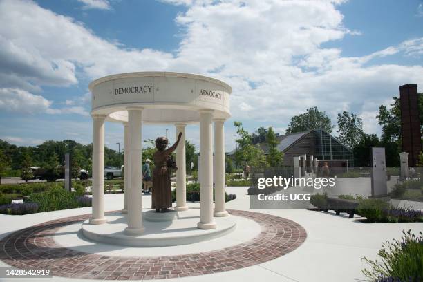 Statue of Carrie Chapman Catt, founder of the League of Women Voters, in the Rotunda of the Turning Point Suffragist Memorial in Occoquan, Virginia.