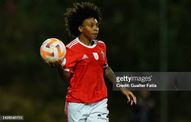 Valeria Cantuario of SL Benfica in action during the UEFA Women´s Champions League Second Qualifying Round Second Leg match between SL Benfica and...
