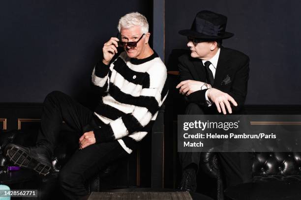 Captain Sensible aka Raymond Ian Burns with lead singer of the Damned Dave Vanian are photographed for Paris Match in Paris, France on March 2, 2023.