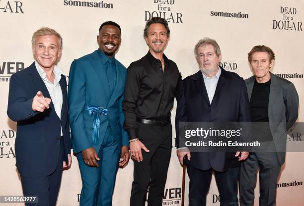 Christoph Waltz, Warren S.L. Burke, Benjamin Bratt, Walter Hill, and Willem Dafoe attend the United States premiere of "Dead for a Dollar" at...