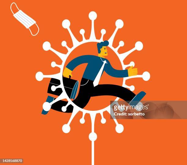 businessman jumping - covid-19 - end of life care stock illustrations