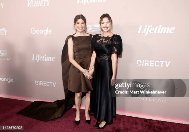 Kathryn Hahn and Elizabeth Olsen attend Variety's Power of Women presented by Lifetime at Wallis Annenberg Center for the Performing Arts on...